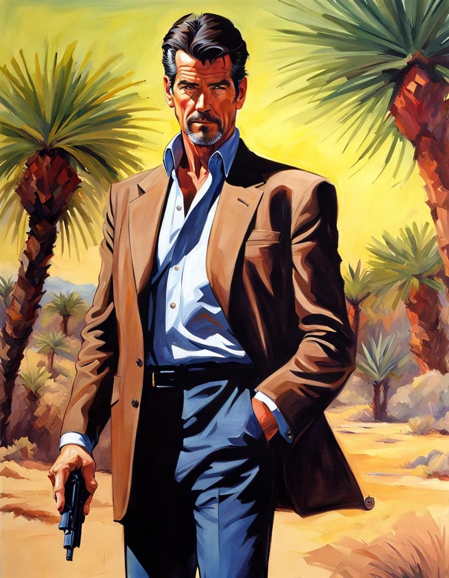 Pierce Brosnan Portrait in Barclay Shaw Style
