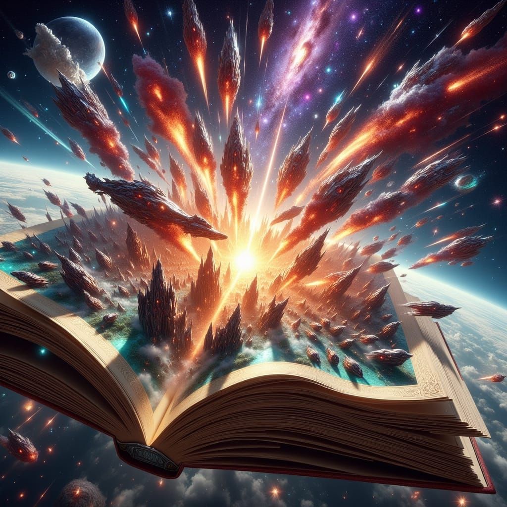 Space Battle Erupts from Sci-Fi Novel, Digital Art