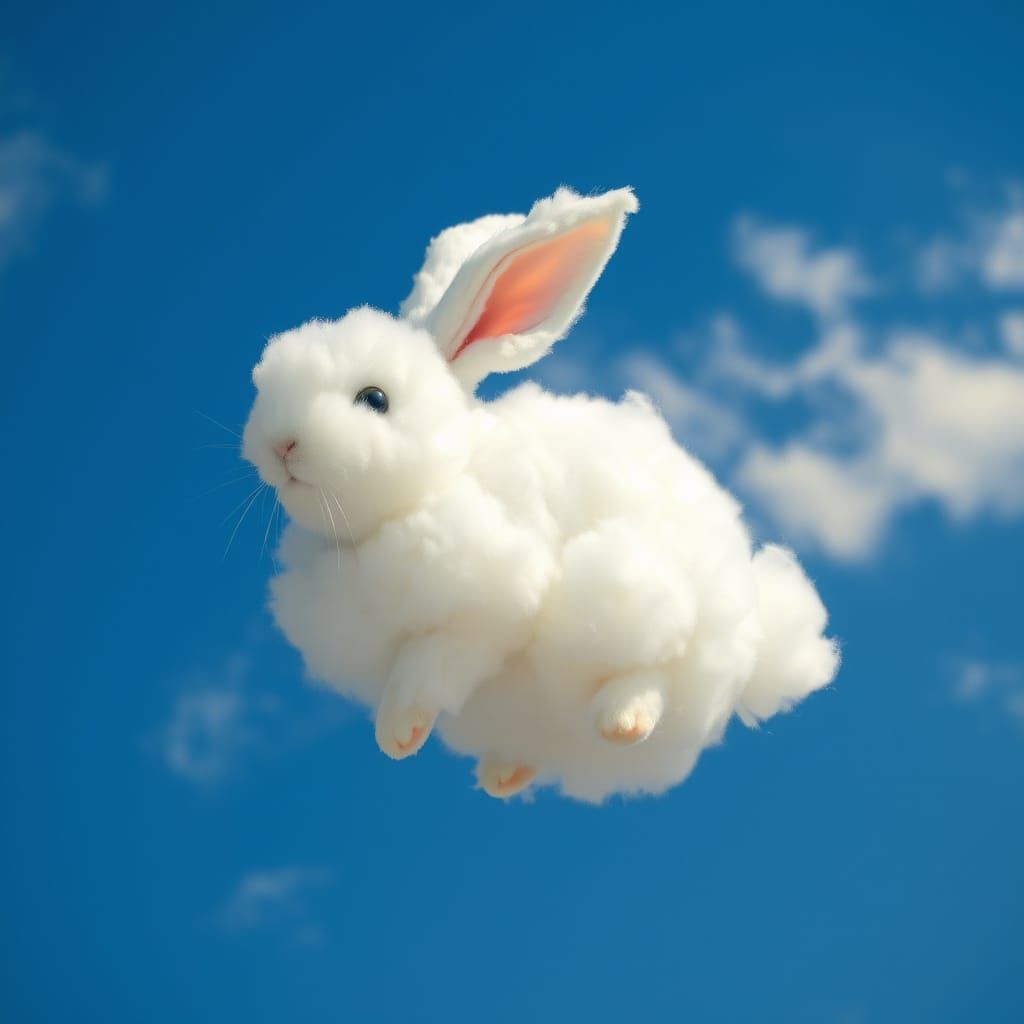 Dreamy Cloud Bunny Soars in the Sky