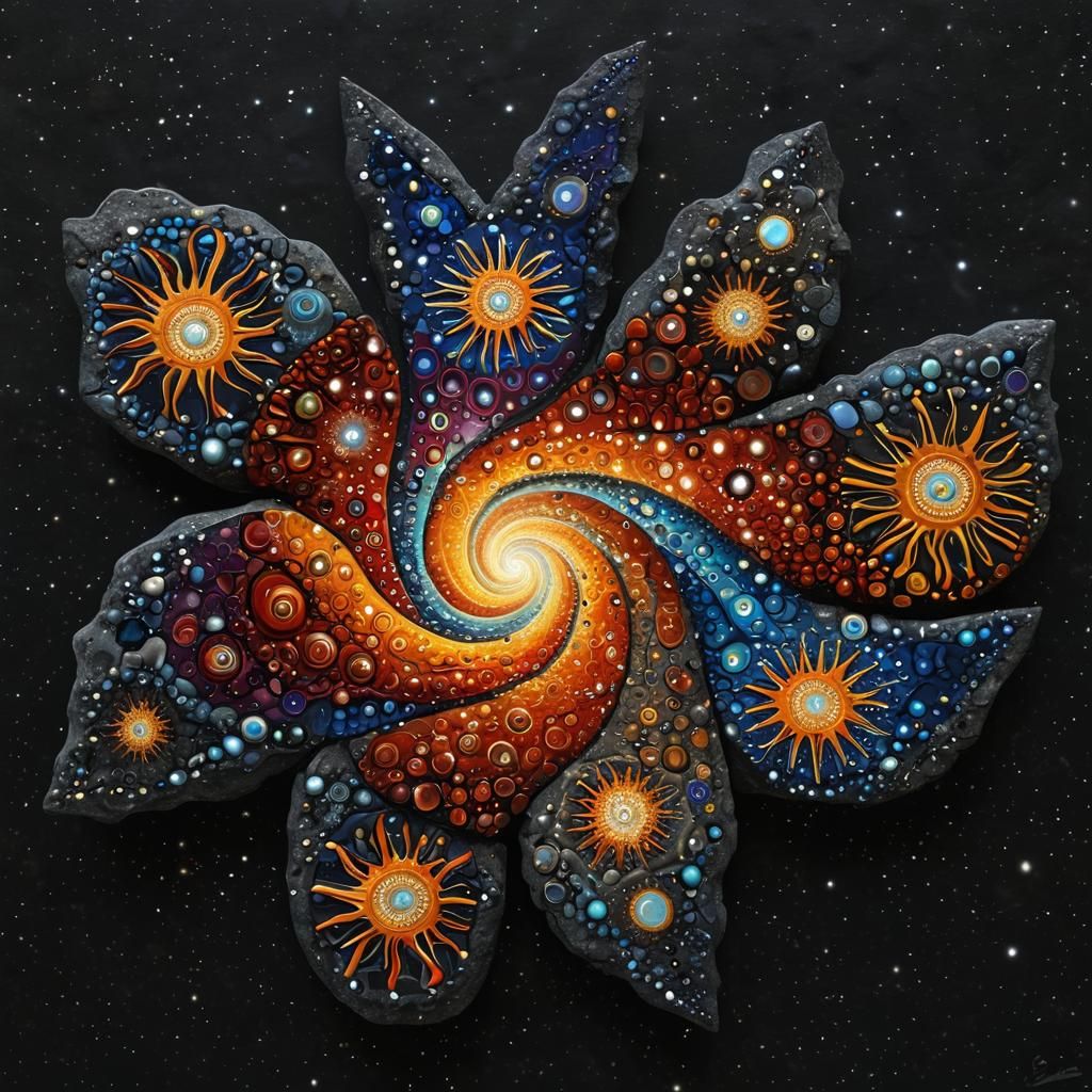 Fractal Cosmic Chakra in Aboriginal Dot Painting Style