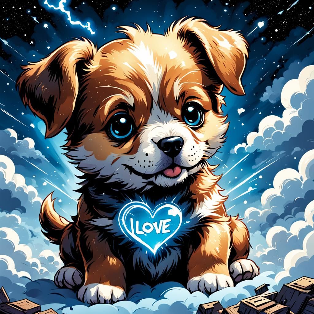 Puppy's Comic Book Message: I Love You!