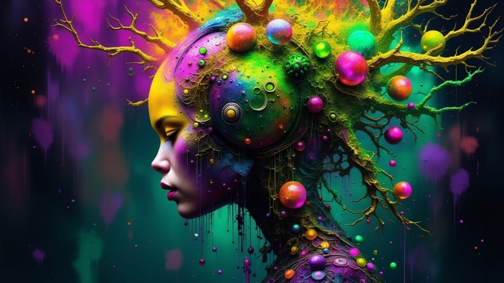 Symbiotic Organism Portrait in Vivid Jewel Tones