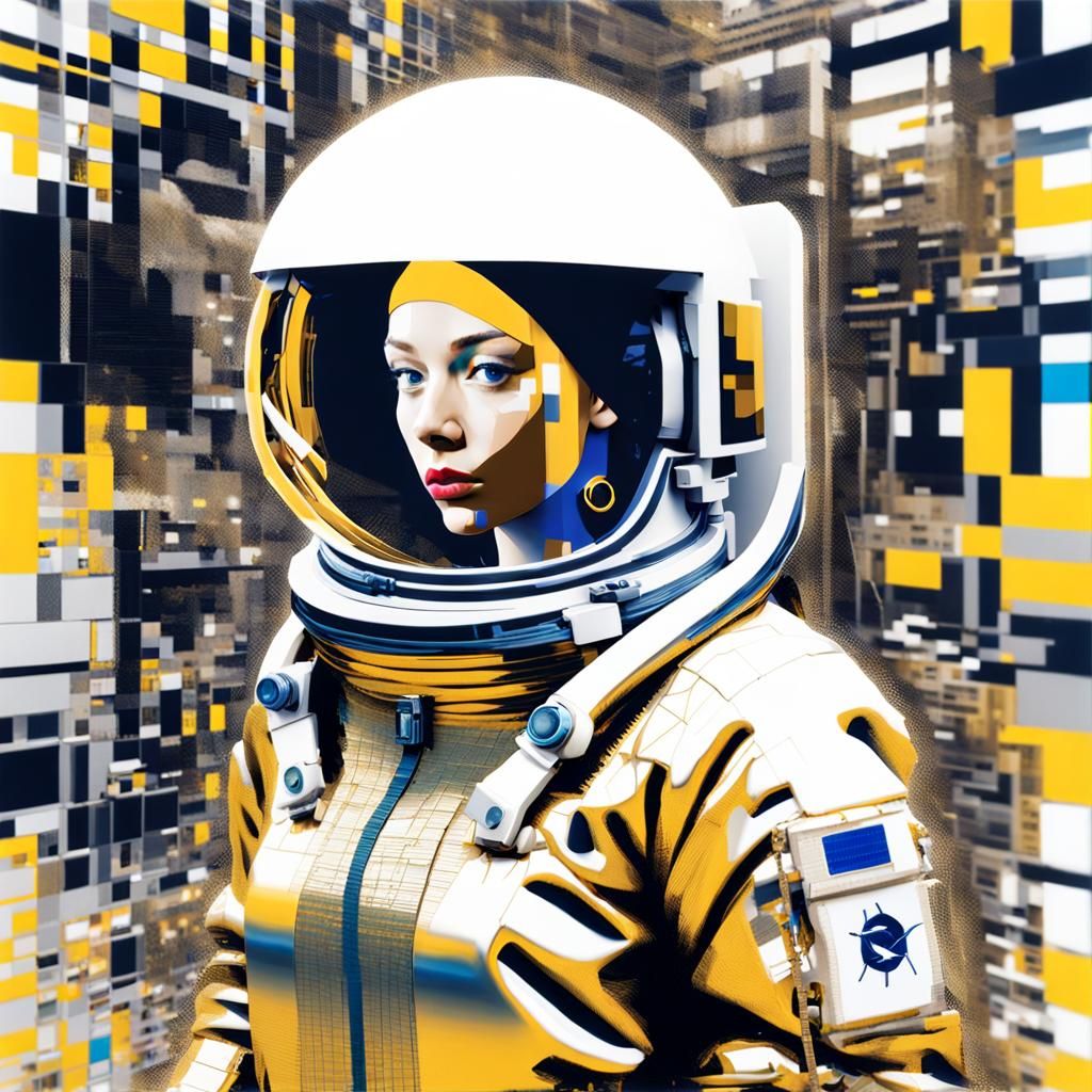 Astronaut Glitch Art Inspired by Vermeer