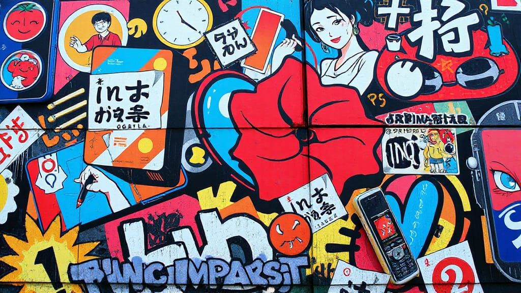 Energetic Neon Nostalgia: Urban Graffiti Mural