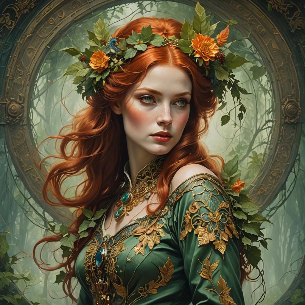 Redhead Portrait in Blended Artistic Styles