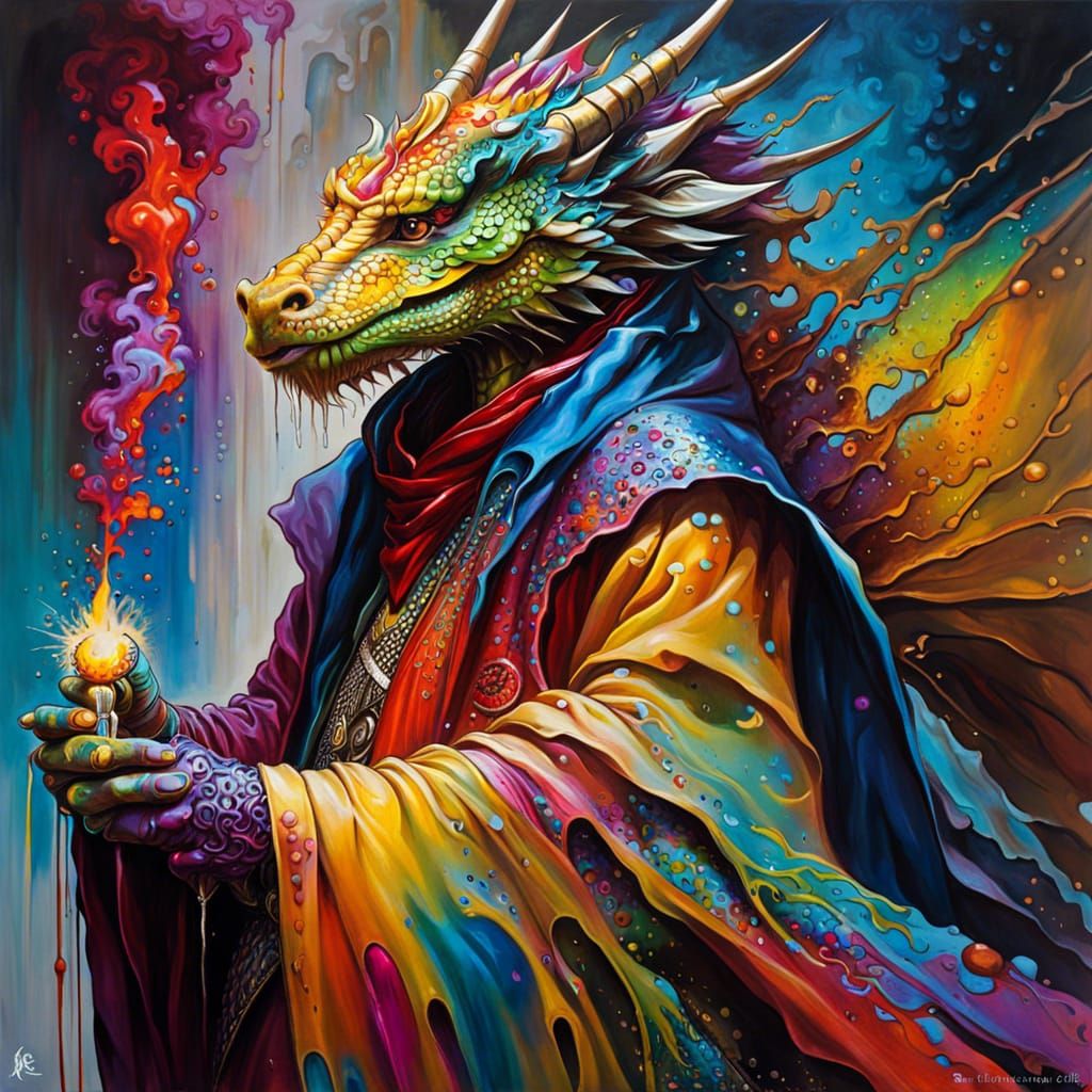 Dragon Wizard in Graffiti Art Style