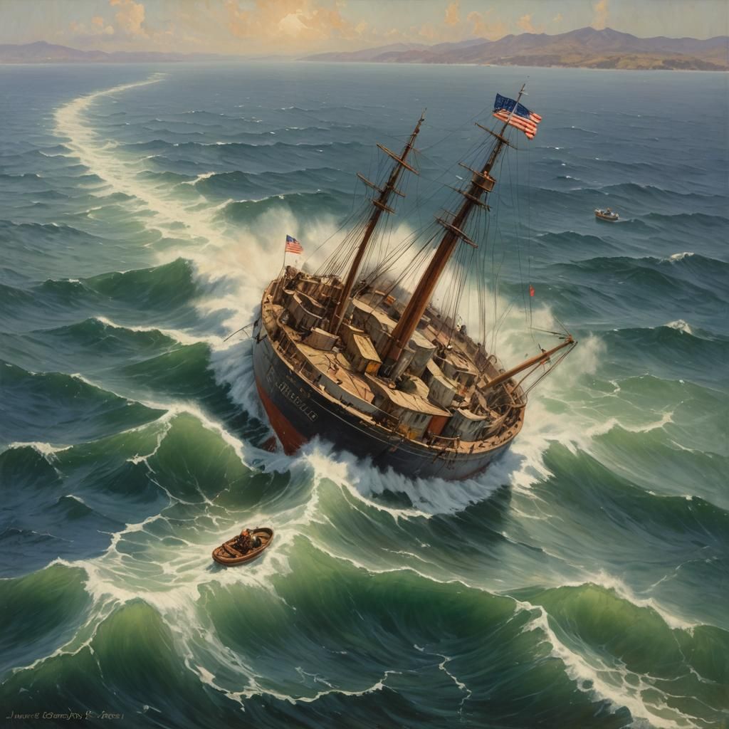 California Sinking: Dramatic Oil Painting by Gurney
