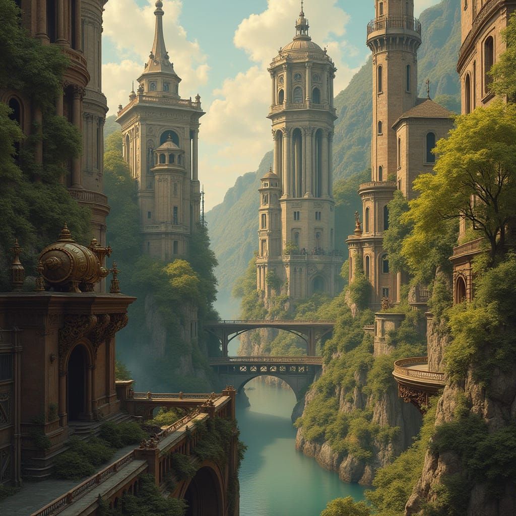 Ethereal Steampunk Metropolis