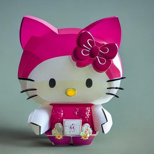 Crystal Hello Kitty as Maneki Neko Sculpture