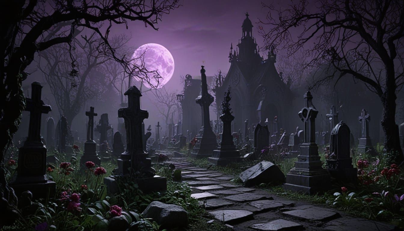 Eerie Gothic Garden in Dark Fantasy Art Style