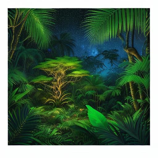Hyperrealistic Jungle Stars at Night