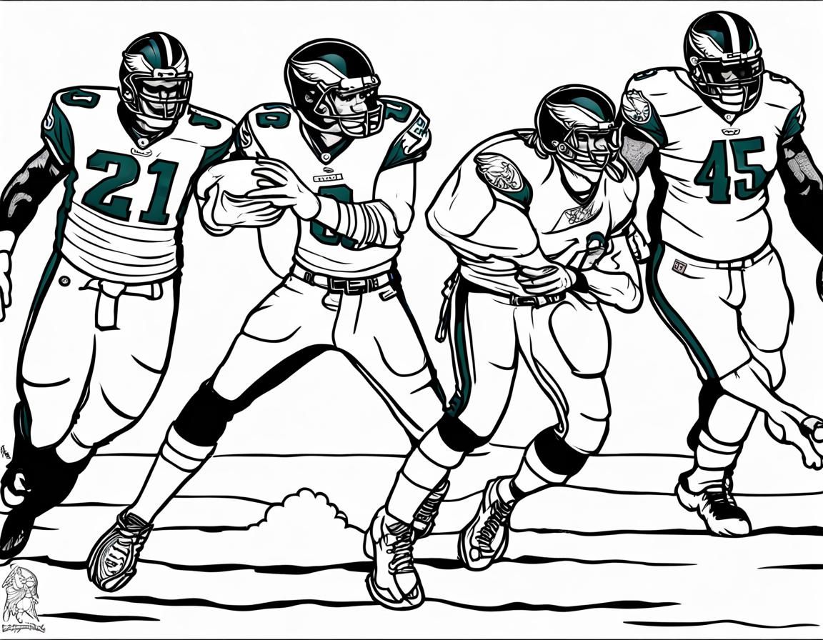 Eagles vs Giants Coloring Page Line Drawing