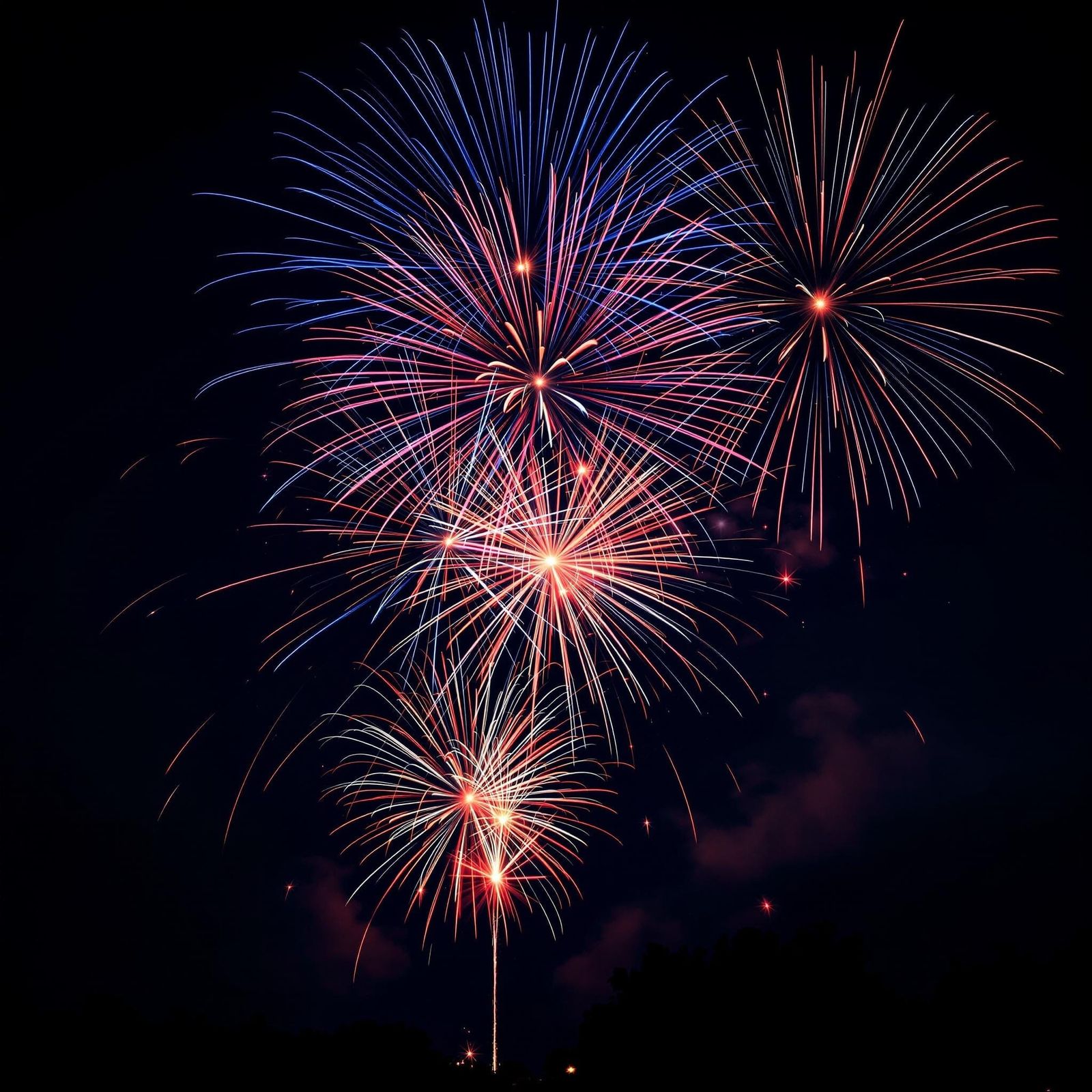 Fireworks Illuminate the Night Sky on the Fourth of July