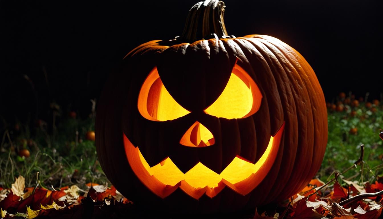 Creepy Carved Pumpkin Jack-o'-Lantern for Halloween