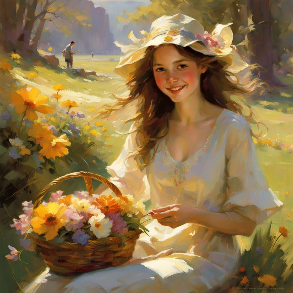 Idyllic Family Picnic in Vibrant Landscape