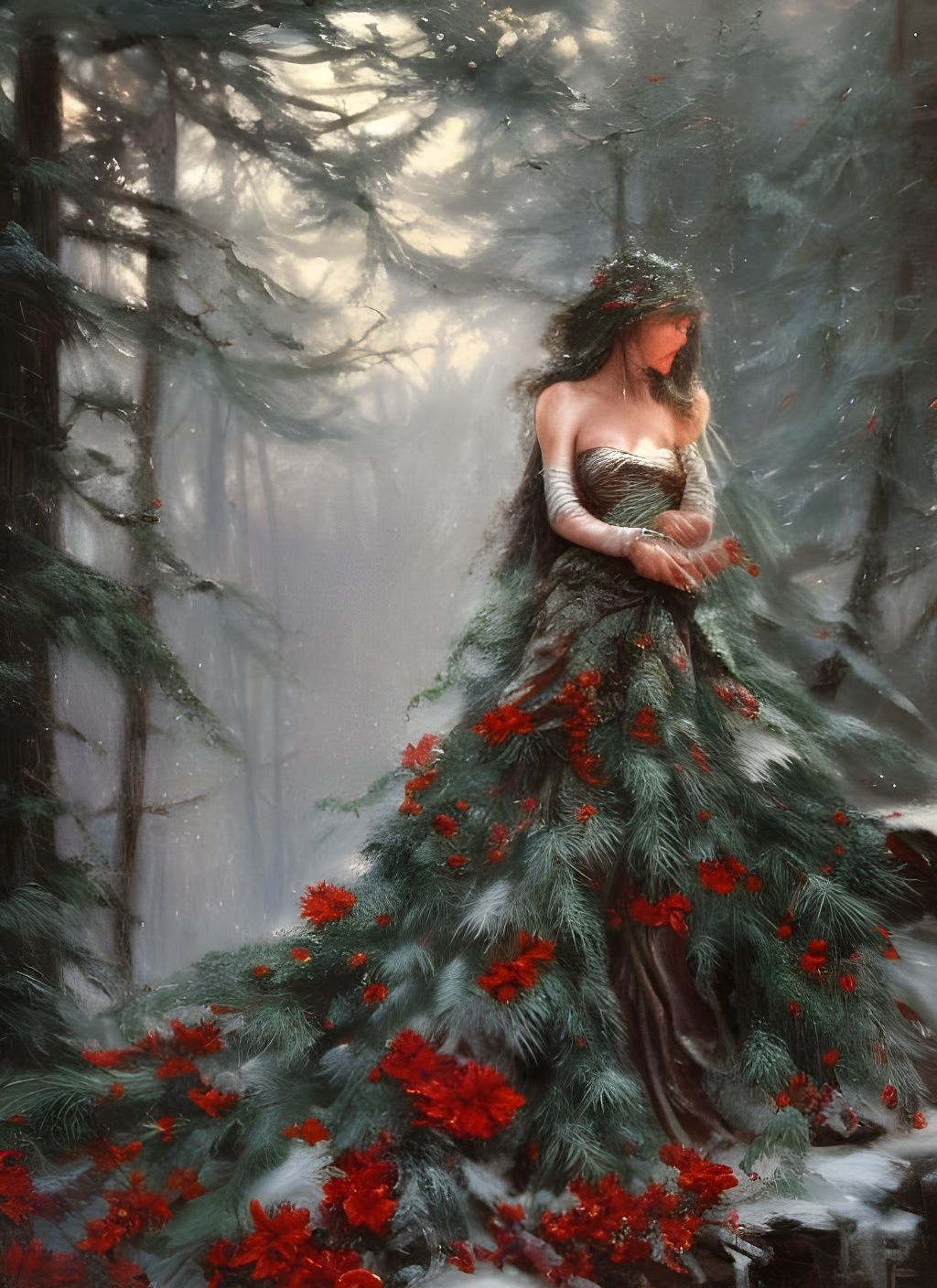 Hyper-Detailed Winter Wonderland Oil Painting