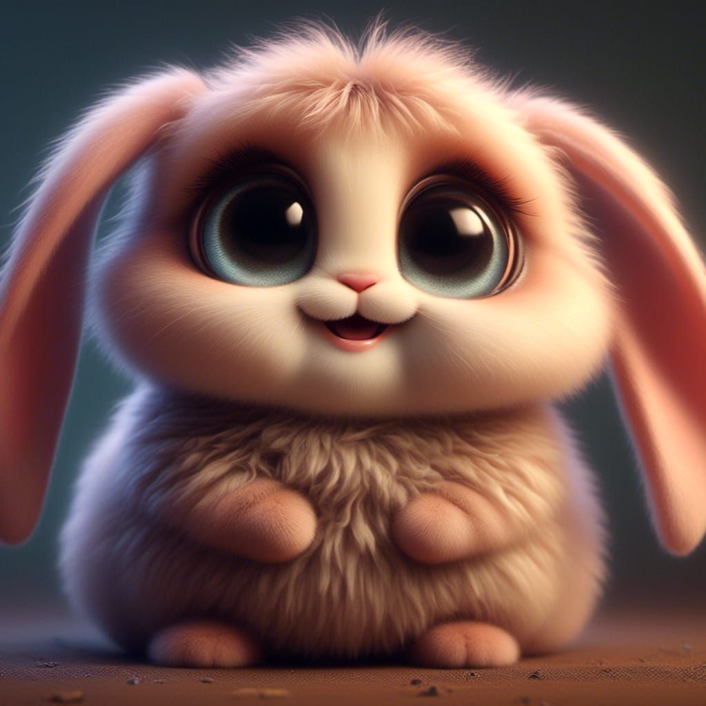 Adorable Smiling Bunny with Big Eyes and Fluffy Fur