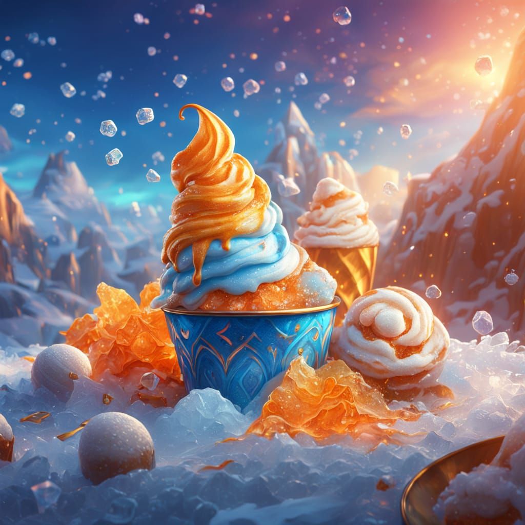 Fantasy Ice Cream in Vibrant Oil Painting Style