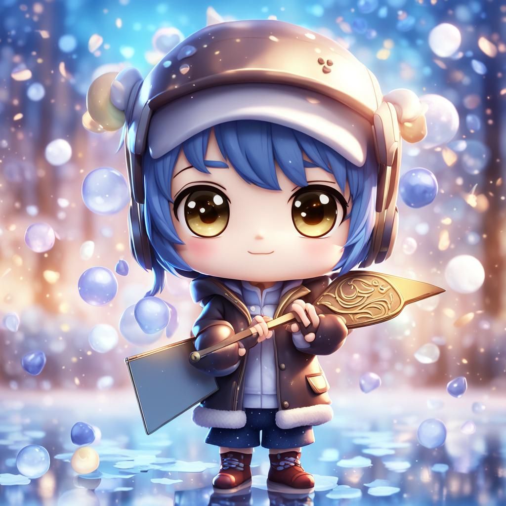 Cute Chibi with February Sign in Automotive Style