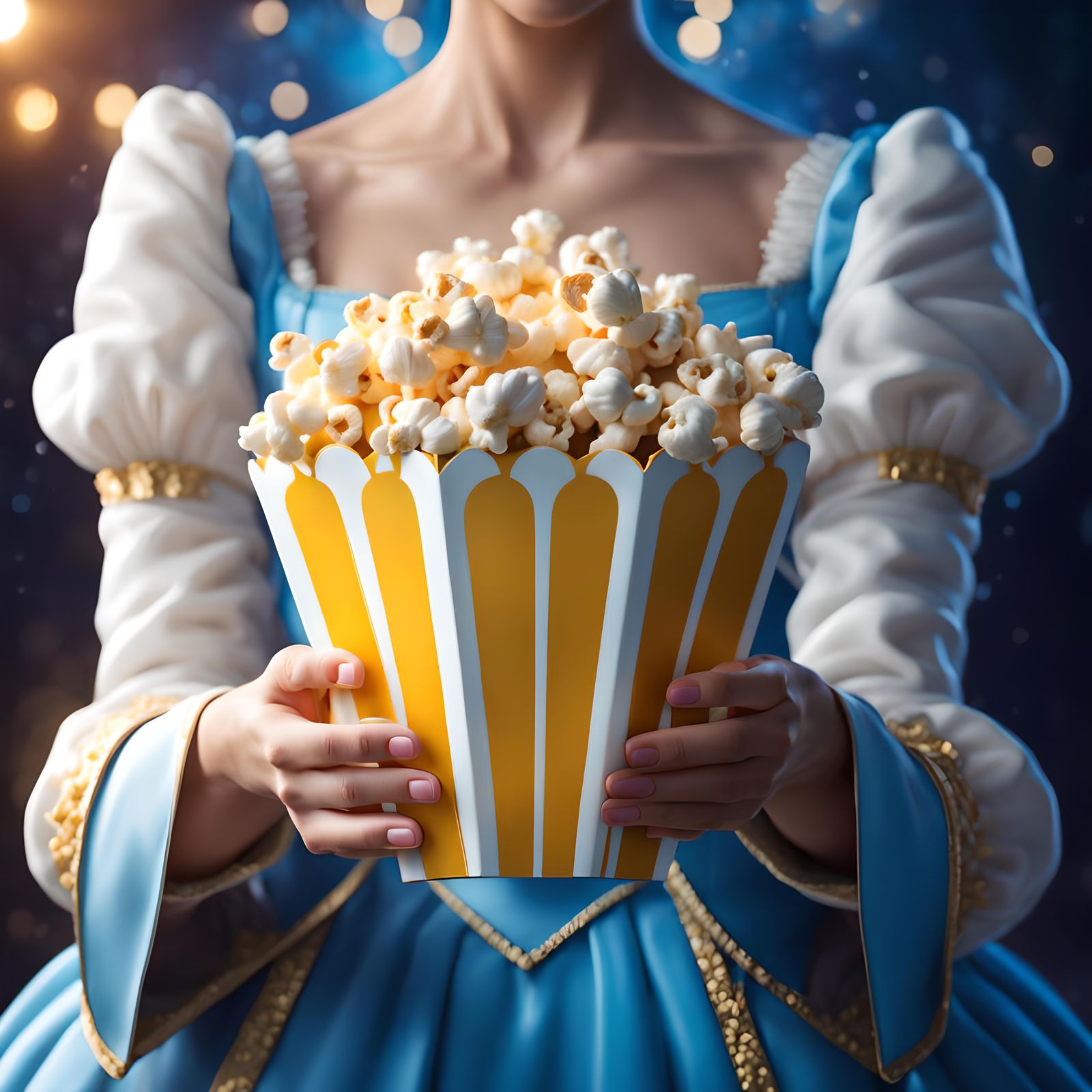 Cinderella's Hands Holding Popcorn in Splash Art