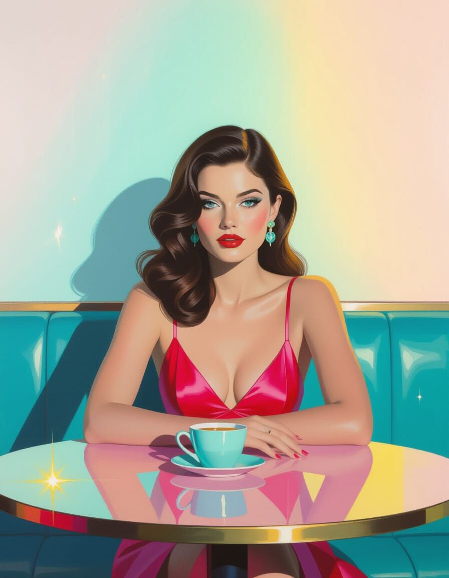 Ethereal Queen of Hearts Minimalist Painting