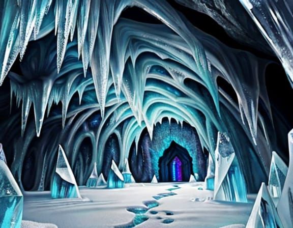 Ethereal Ice Cave in Cosmic Black Opal Style