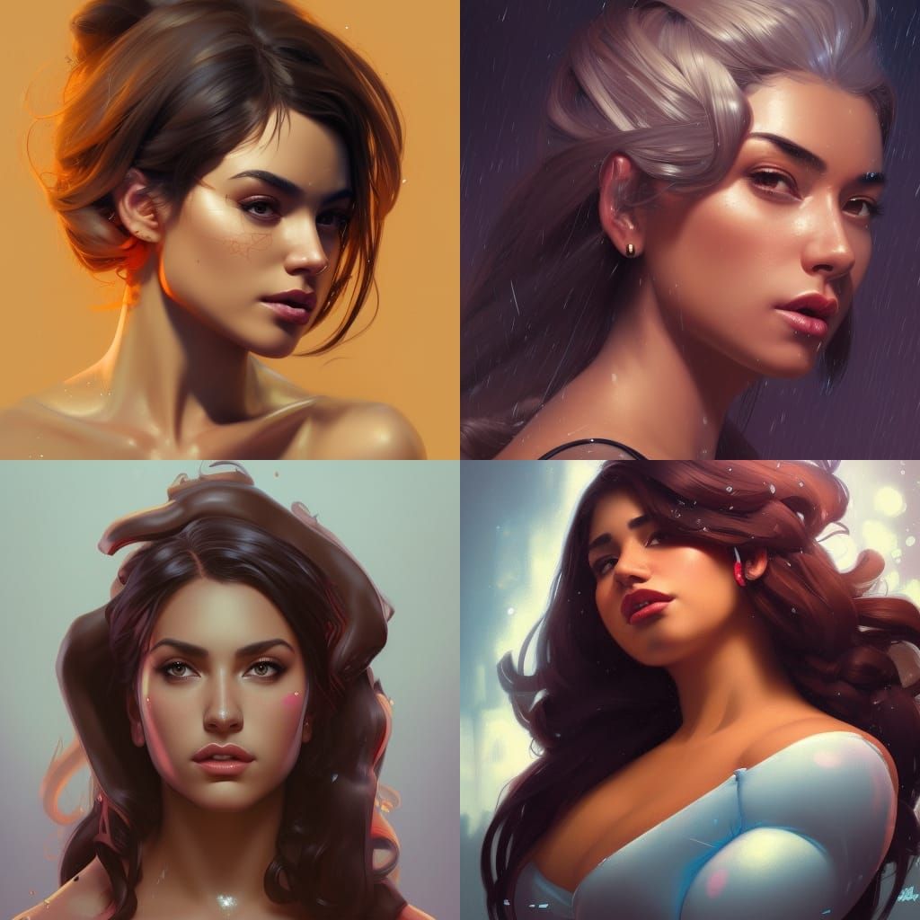Detailed Portrait of Curvy Latina in Artgerm Style