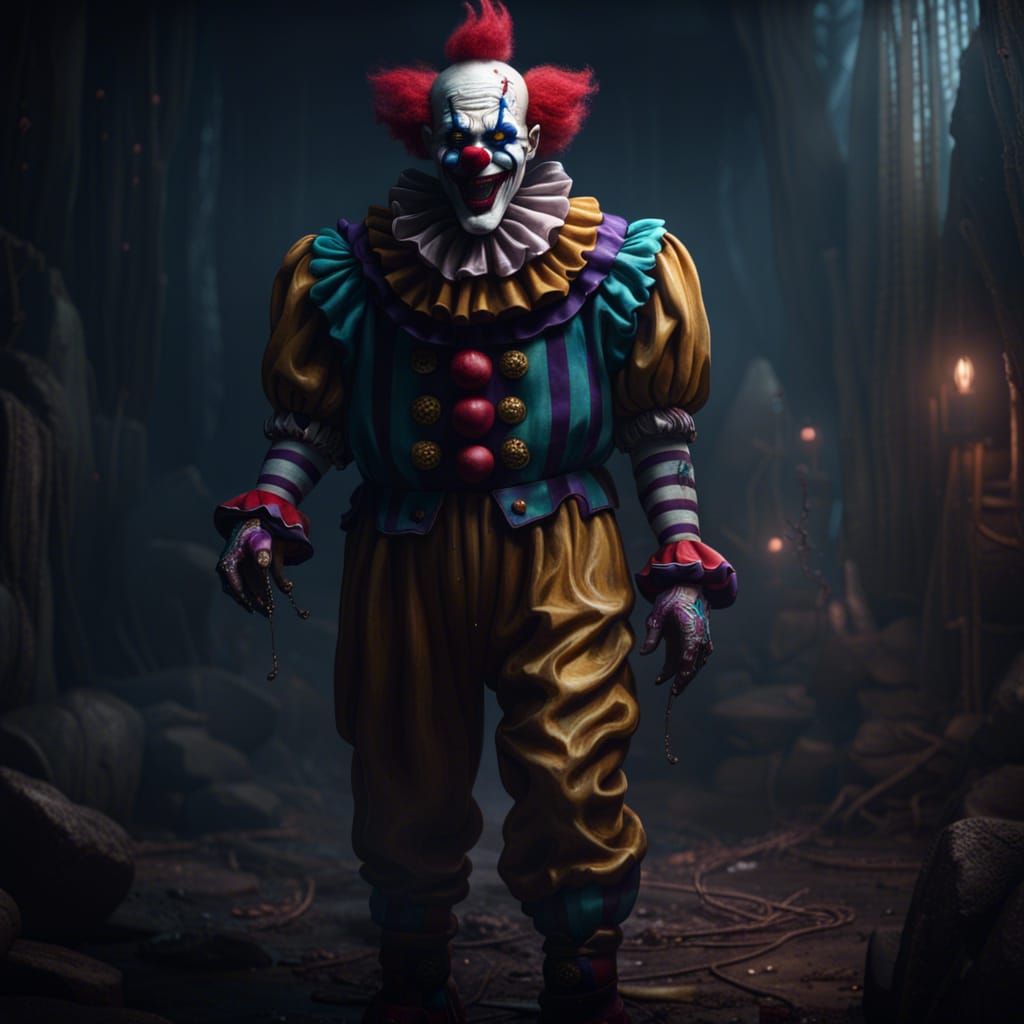 Horror Clown in Detailed Matte Painting Style