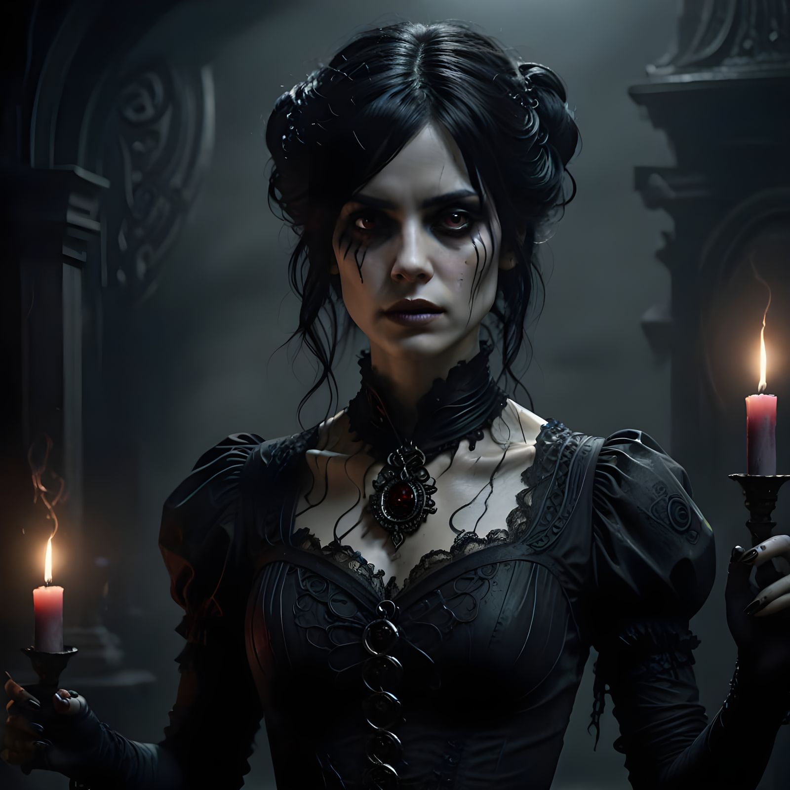 Elegant Keeper of Forbidden Tales in Victorian Gothic Style
