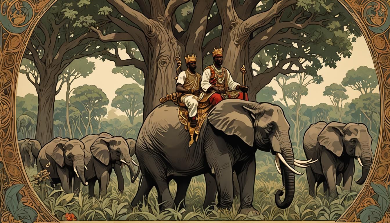 African King in Art Nouveau Poster Style