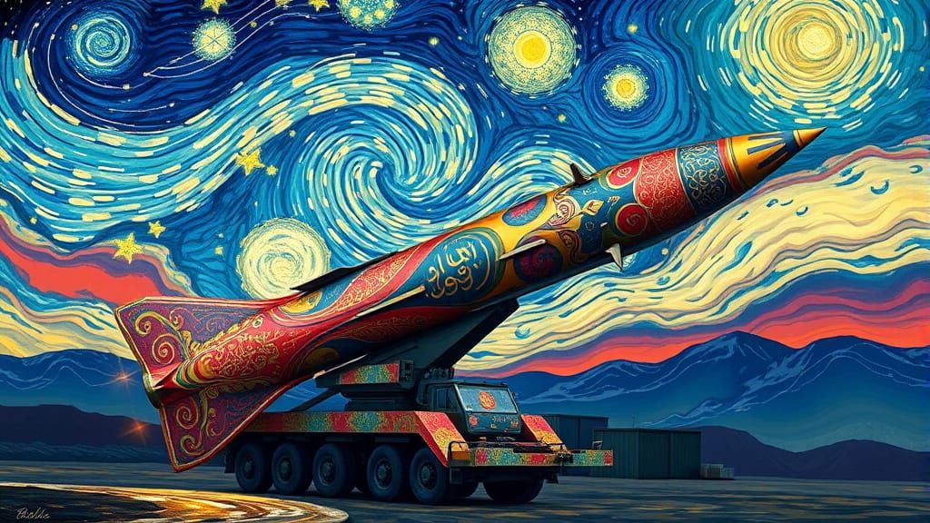 Gaudi-designed missile in a starry night