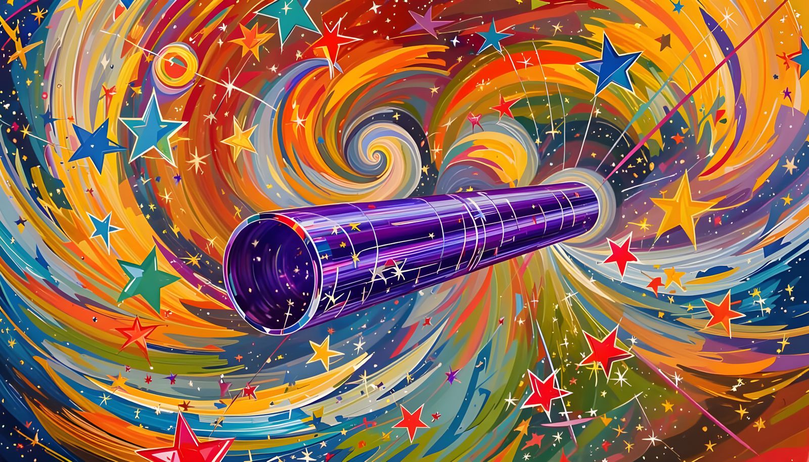 Surreal Cosmos Mirrored in Metallic Cylinder