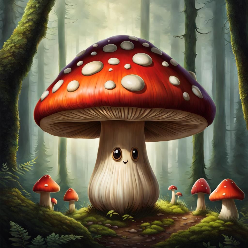 Anthropomorphic Mushroom with a Face