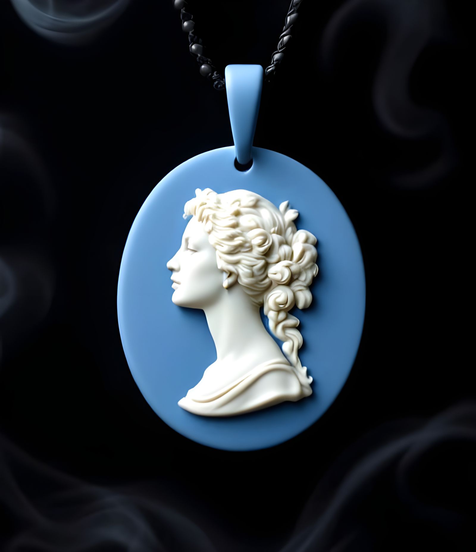 Glossy Portrait of Elegant Woman on Wedgewood Jasperware