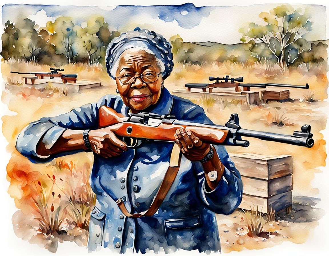 Proud African American Matriarch Fires Rifle at Shooting Ran...