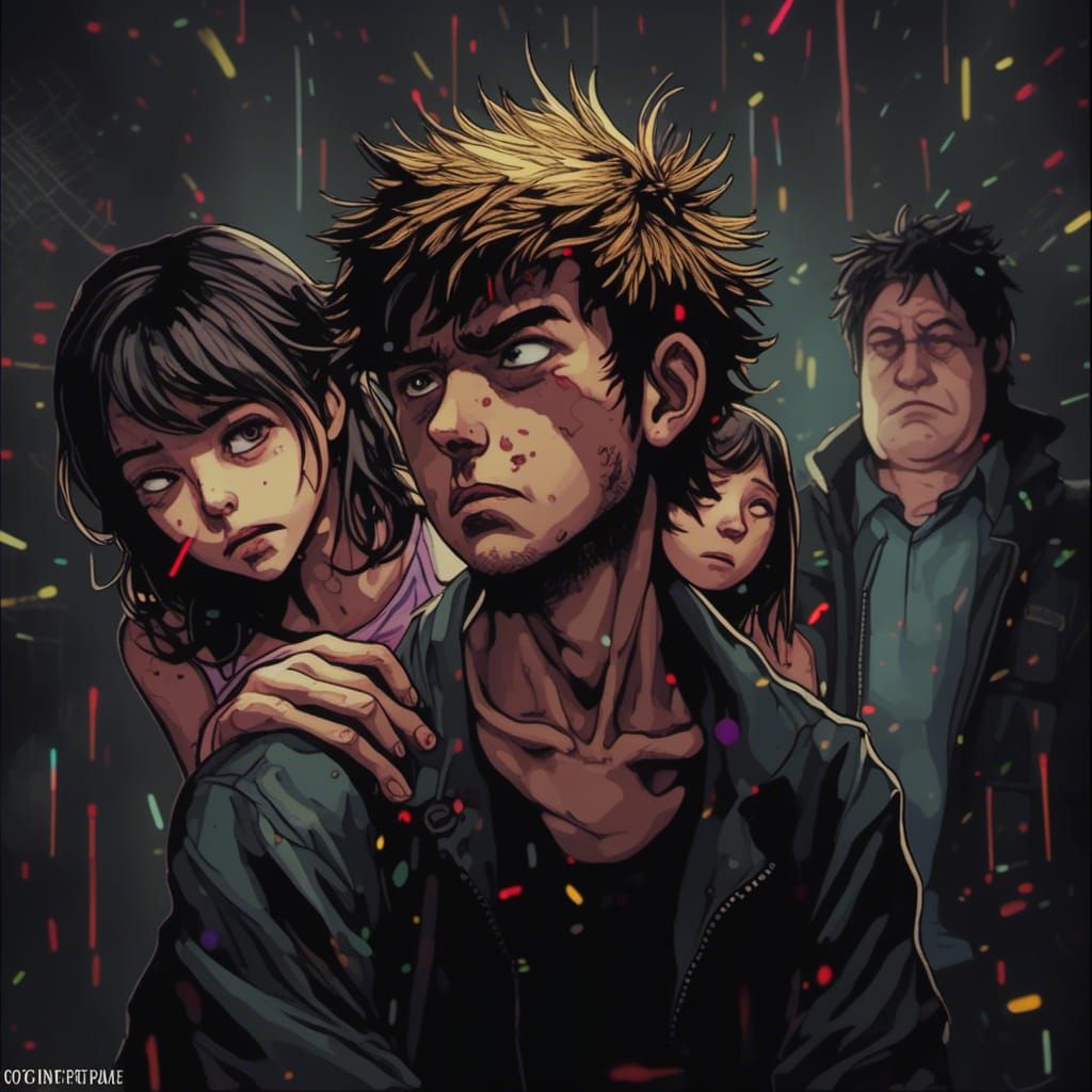 Punk Rock Drama: Emotional Scene in Film Noir Style