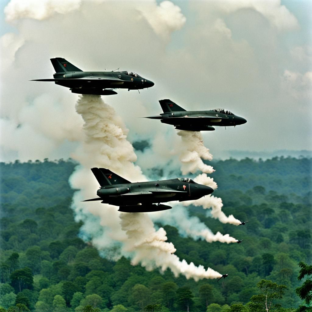 F4 Phantoms Dive Over Vietnamese Rainforest, 1965