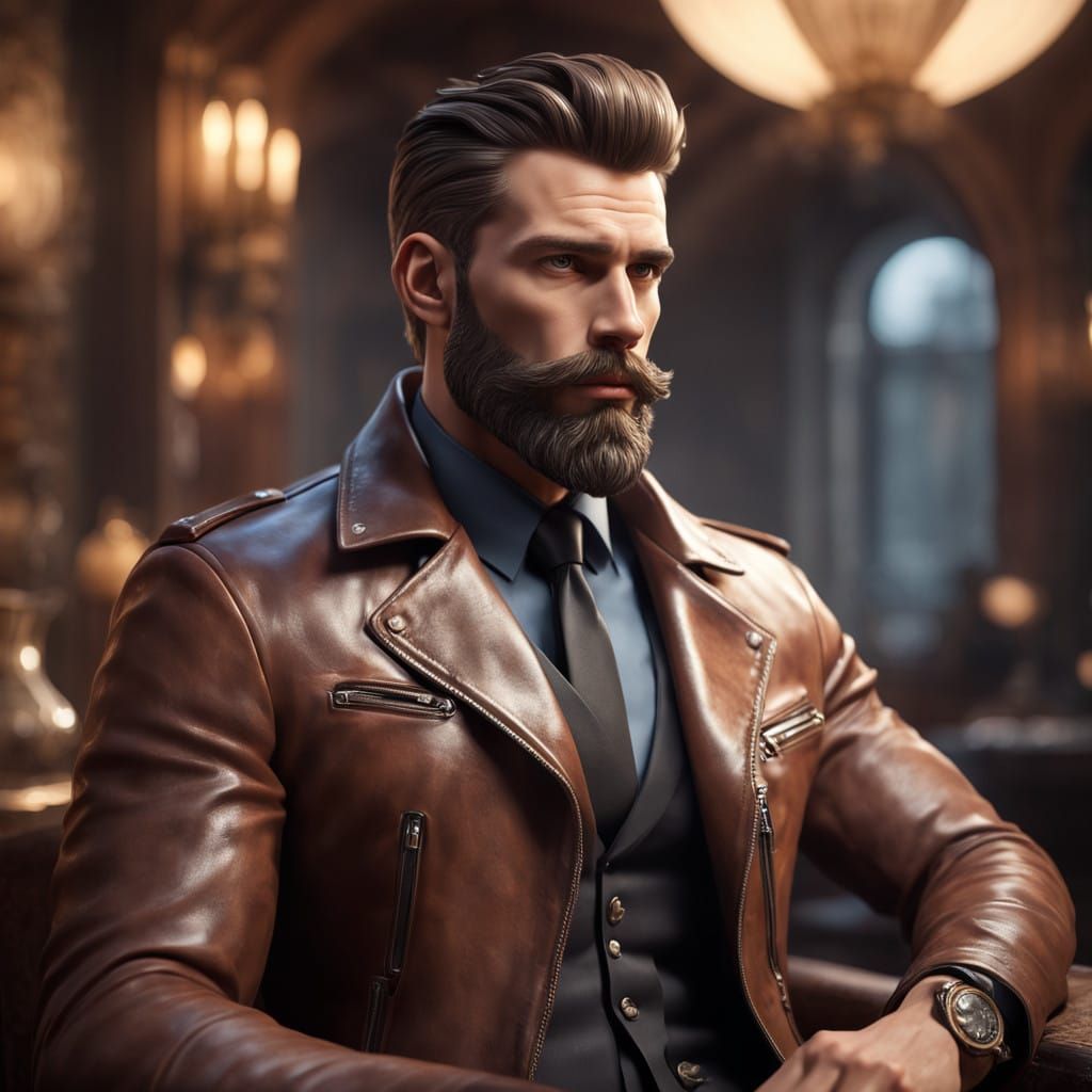 Hyper-Realistic Masculine Man in Dramatic Solitaire Scene