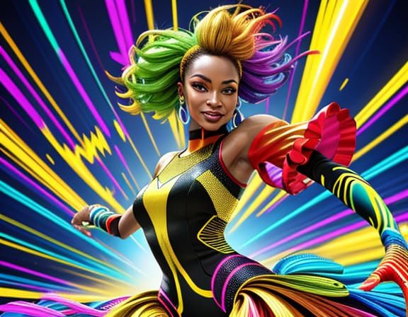 Energetic Jitterbug Dance in Vibrant Digital Art