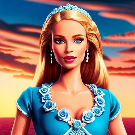 Elegant Fashion Doll Portrait in Surreal Digital Art Style