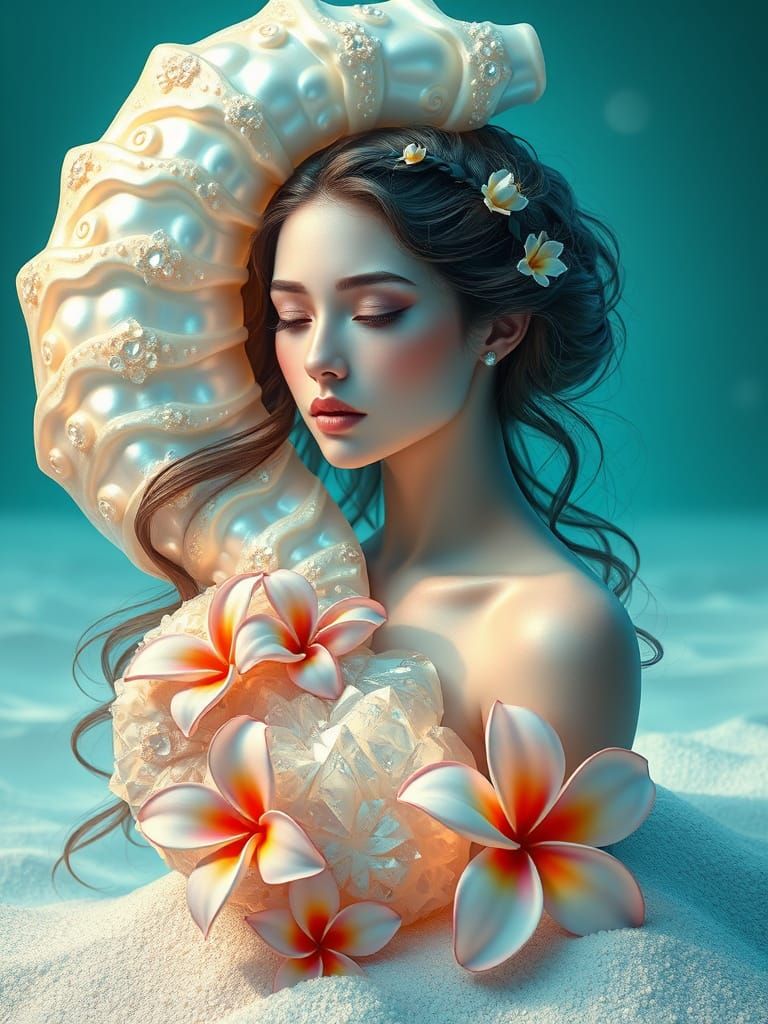 Sea Goddess Emerges in Art Nouveau Portrait