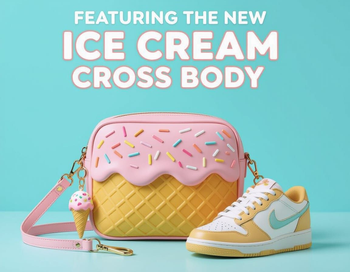 Ice Cream Cone Purse & Shoes Fashion Ad
