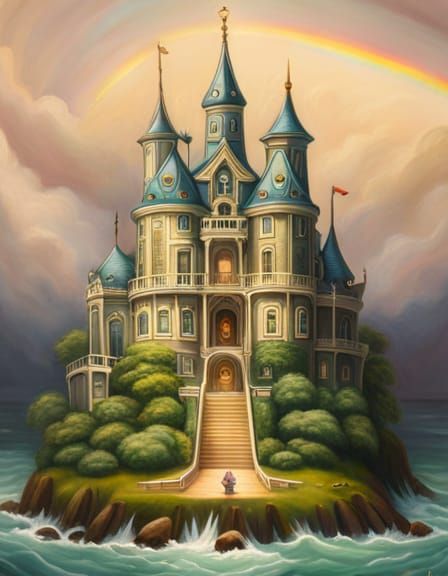 Rainbow Coin Castle: Fantasy Illustration
