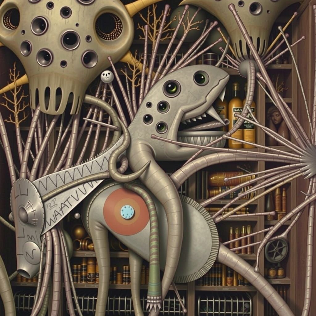 Surreal Vintage Pantry: Trophic Cascade in Social Unrealism