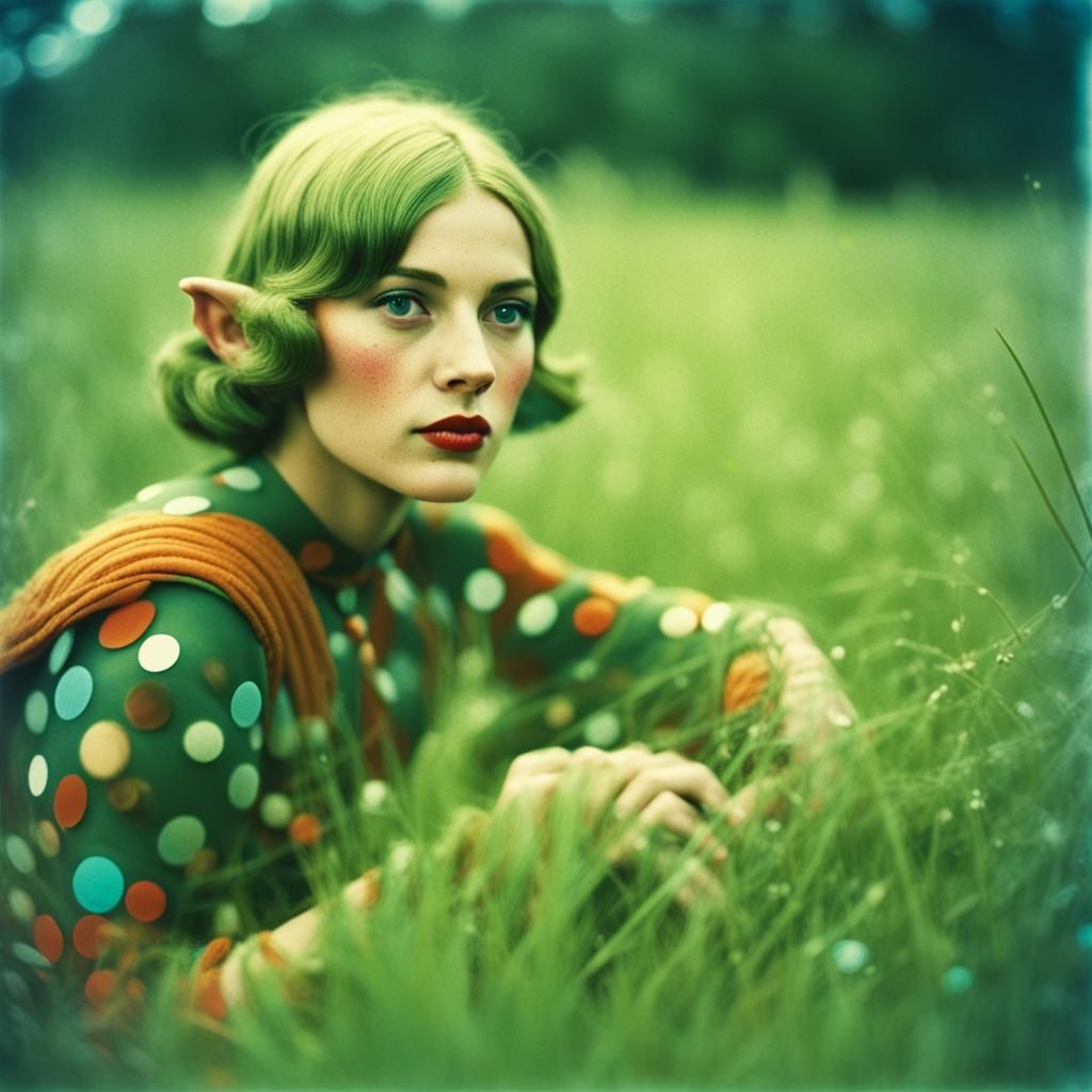 Elven Warrior Portrait in Vintage Agfachrome Style