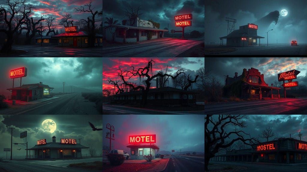 Ethereal Motel Under Ghostly Twilight