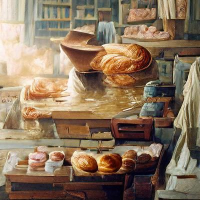 Charming Bakery in Oil Painting Style