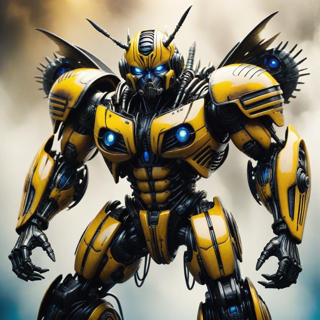 Biomechanical Bumblebee in Ominous Industrial Setting
