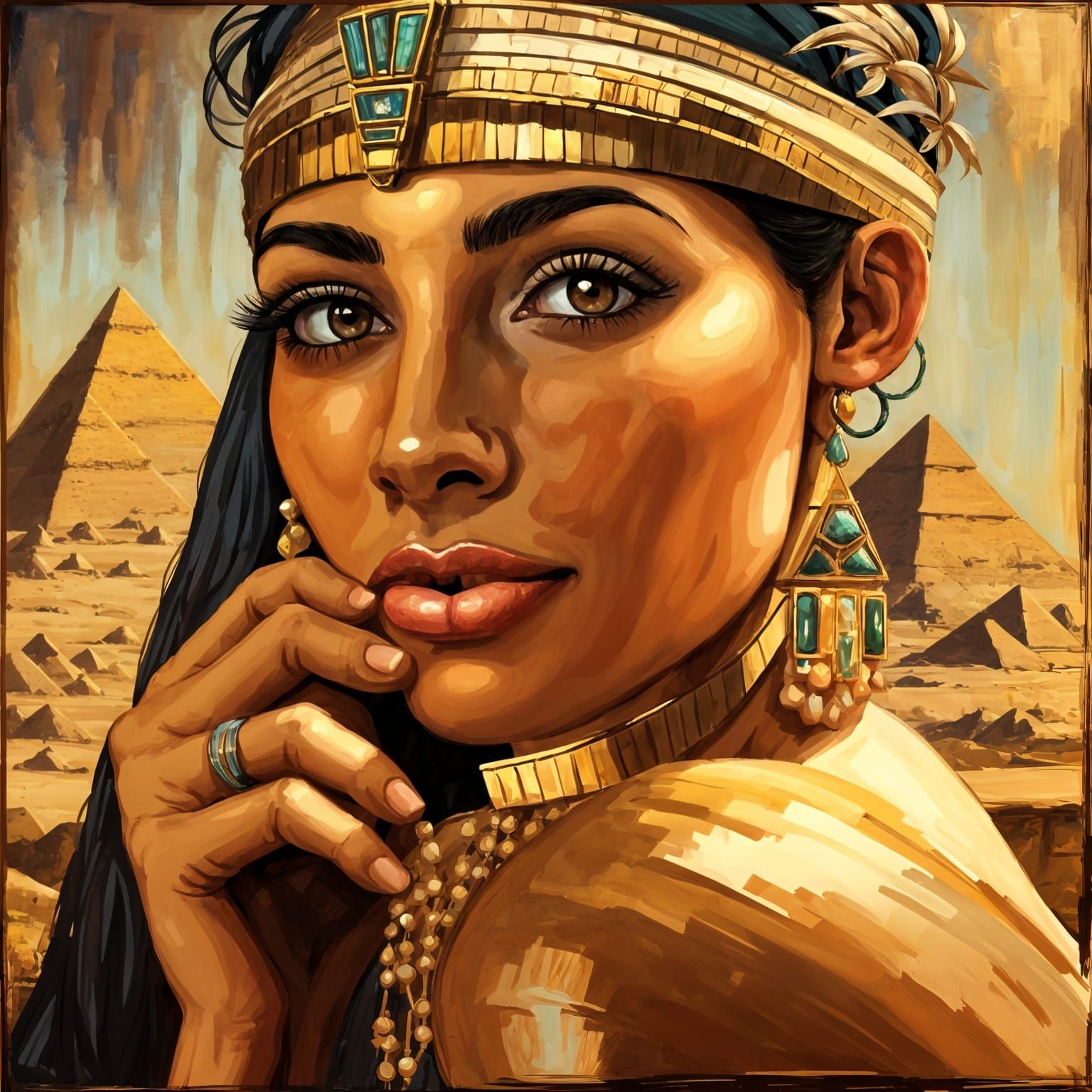 Cleopatra Portrait in Gold and Silver Shades