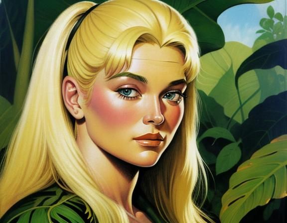 Margaret Nolan in the jungle